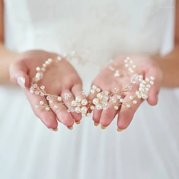 Grampos de cabelo de cristal headbands acessórios de casamento artesanal videira pérola cabeça usar ornamento para noiva meninas cocar