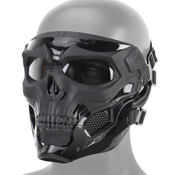 Halloween esqueleto airsoft máscara rosto cheio crânio cosplay masquerade festa máscara paintball jogo de combate militar rosto protetor mas y287n