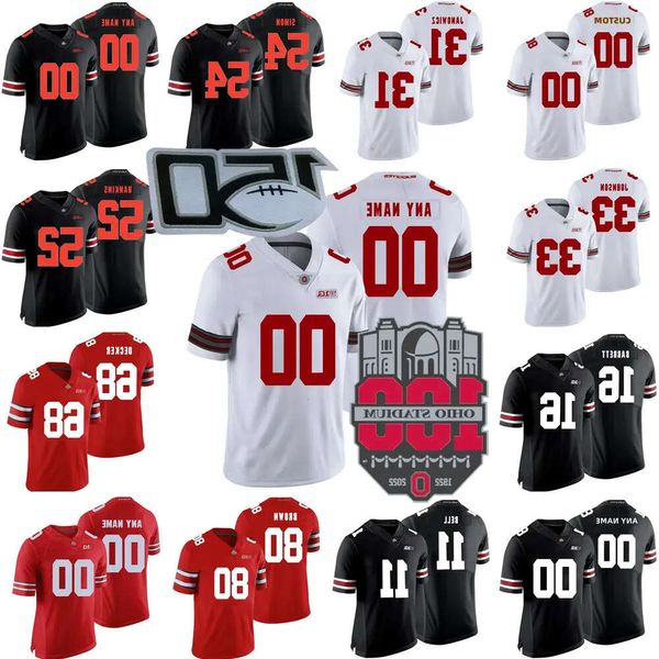 Abbigliamento da football americano universitario Maglia da calcio personalizzata NCAA College Ohio State Buckeyes 15 Devin Brown 33 Chase Brecht 82 David Adolph High