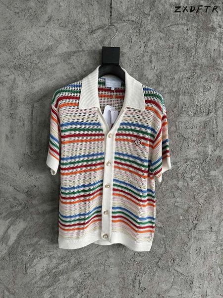 Camicie casual da uomo ZXDFTR 2024SS Camicia maglione a righe tessute primavera estate