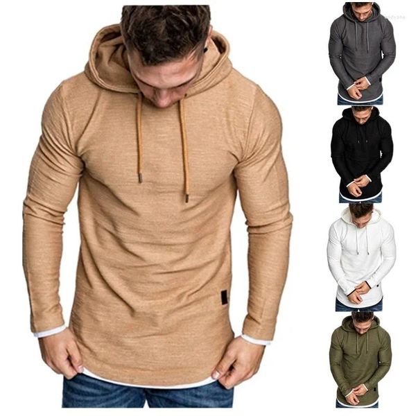 Мужские футболки, бамбуковая хлопковая футболка с длинным рукавом, модный повседневный свитер с капюшоном, мужской свитер 2024, осень/зима, стиль с графикой