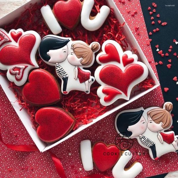 Strumenti di cottura Cuori d'amore Formina per biscotti di San Valentino Ragazzi carini Ragazze Fondente Biscotto Stampo per cioccolato Caramelle Dessert Gadget Regali