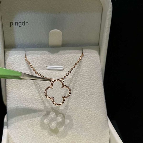 Van Clover Kolye Cleef Dört yapraklı yonca Neckalces Van Clover Şeffaf Yonca Kolye Kristal Kolye Gül Gül Altın Platin Yaka Zinciri