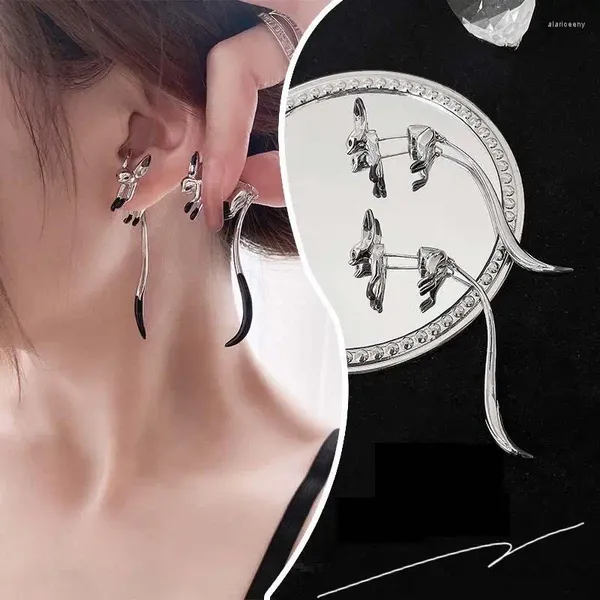 Baumelnde Ohrringe Long Tailed Fox Drop für Frauen Tier Ohrstecker 2024 Punk Hiphop Halloween Cosplay Modeschmuck