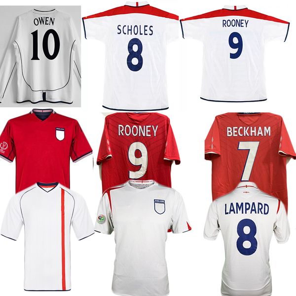 2000 02 04 06 08 Retro-Fußballtrikot der Nationalmannschaft Gerrard SHEARER Lampard Rooney 2010 2012 England Owen Terry Classic Shirt