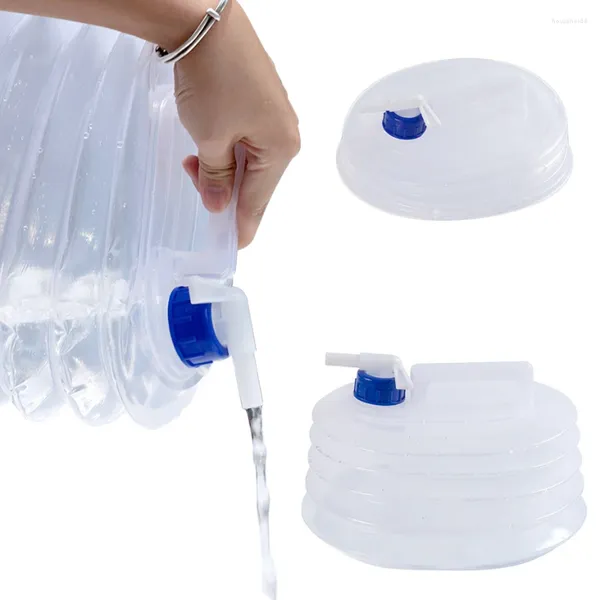 Bottiglie d'acqua 3L/5L/10L/15L Brocca pieghevole Pesca di campeggio esterna Borsa pieghevole Contenitore per auto riutilizzabile in plastica con rubinetto