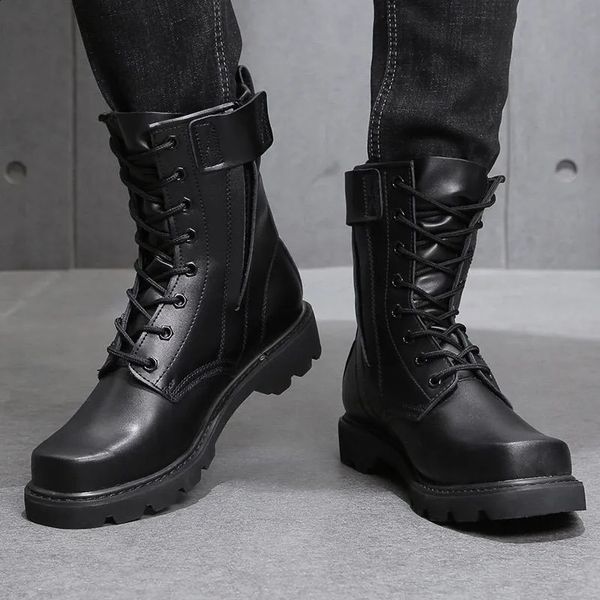 Botas militares do exército masculino anti-esmagamento não-colisão bota de segurança de trabalho escalada caminhadas ao ar livre sapatos de lã de pelúcia quente sapato de neve 240118