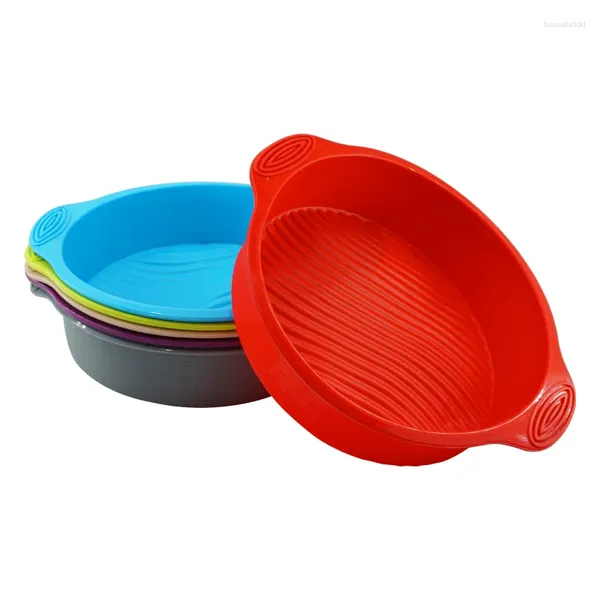 Moldes de cozimento de silicone redondo grau alimentício antiaderente bolo bakeware 3d molde ferramenta pão bandeja aniversário sobremesa pan ferramentas