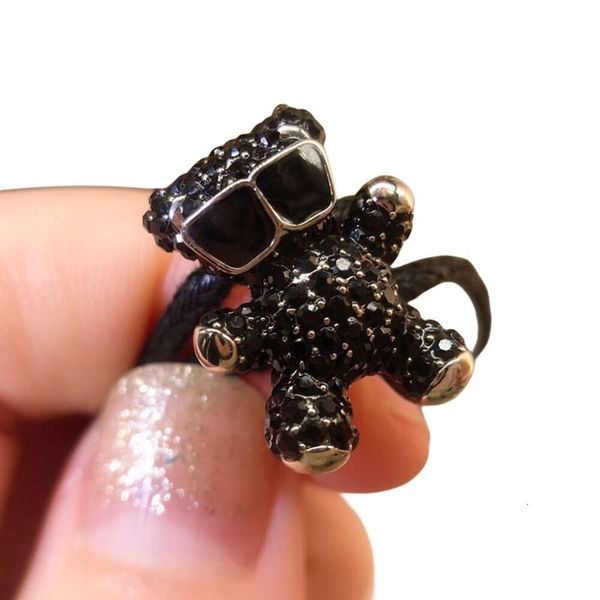 Swarovskis pulseira designer feminino qualidade original charme pulseiras bonito preto teddy bear pulseira brilhando pequeno urso forma pulseira