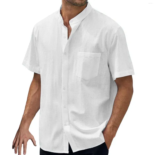 Camiseta masculina moda primavera e verão casual manga curta camiseta mens bodysuit macacão grande camisa de botão de manga comprida