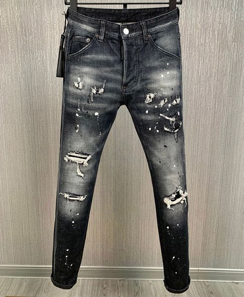 TR APSTAR DSQ Herrenjeans D2 Hip Hop Rock Moto DSQ COOLGUY JEANS Design Ripped Denim Biker Slim DSQ Jeans für Herren 9886 Farbe Schwarz