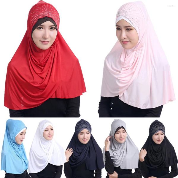 Abbigliamento etnico Diamanti Hijab Donna Musulmana One Piece Amira Sciarpa istantanea Preghiera islamica Niqab Nikab Testa avvolgente Collo Copri Scialli Turbante Cap