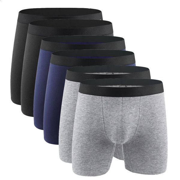 Calcinha masculina de algodão roupa interior boxer shorts perna longa conforto masculino hombre boxer marca tamanho europeu mais S-XXL 240124