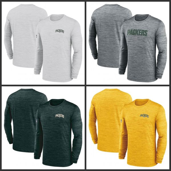 Мужская футболка Green Bay''Packers''Heather Grey Sideline Team Velocity Performance с длинными рукавами