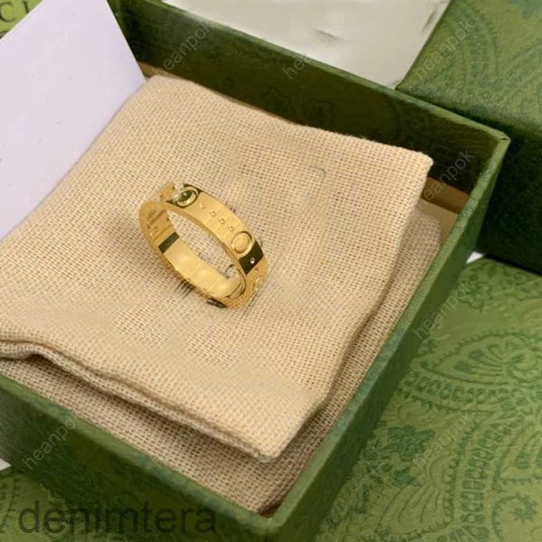 Moda Banda de Ouro Anéis Mens Designer Titanium Steel Ring G Jóias Luxurys Prata Casamento Amor para Mulheres Tamanho 5 9 10 11 com Caixa Nova L43Z