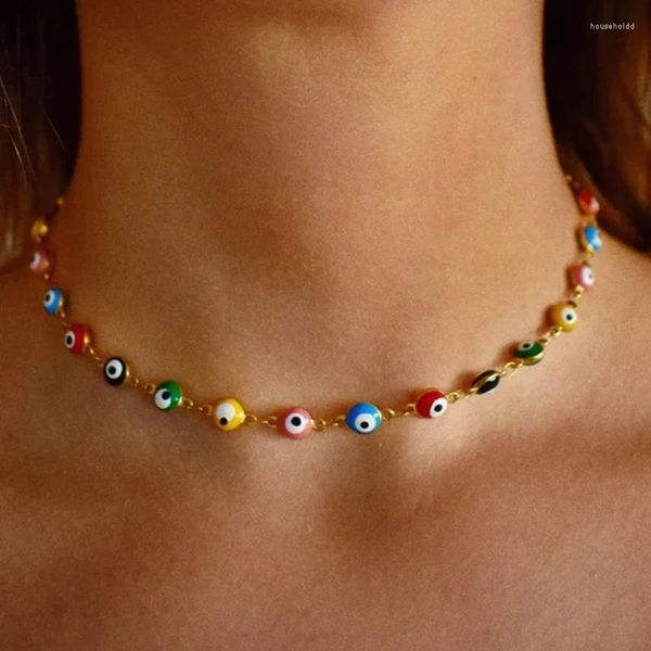 Ожерелья с подвесками, изящное эмалированное ожерелье от сглаза для женщин, турецкое колье из нержавеющей стали, ювелирные изделия в стиле бохо, подарок на день рождения для нее