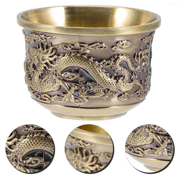 Bicchieri da vino Tazza Calice da tè Calice vintage Ciotola da offerta Tazza da tè Bicchiere da acqua Bere Tazze retrò in ottone S Champagne cinese