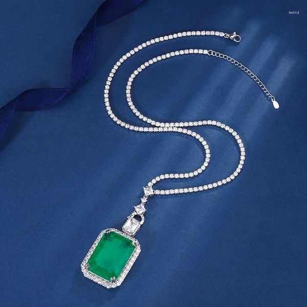 Anhänger Halsketten Schmuck Kupfer Boden Vergoldet Europäische und amerikanische Mode Imitation Smaragd Palaiba Square 20 28 Halskette