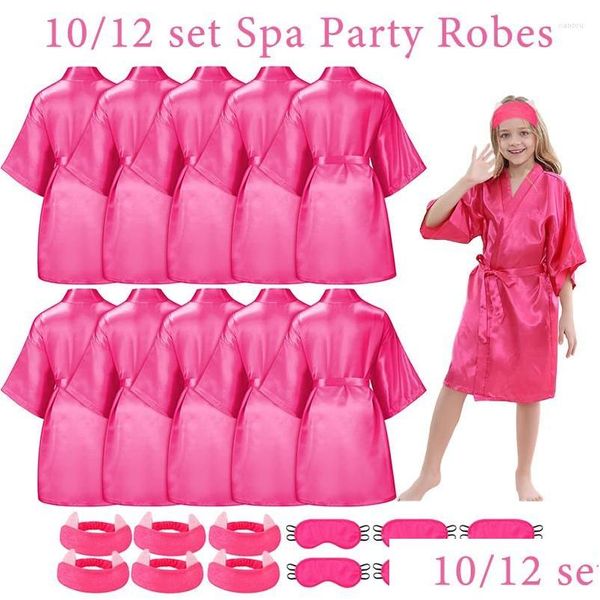 Festa Favor 10/12 Conjuntos Spa Favores Robe para Meninas Crianças Aniversário Kimono Cetim Slumber Diy Esquadrão Robes Drop Delivery Home Garden Festiv Dh4BF