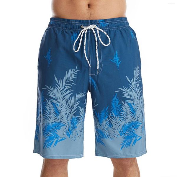 Shorts masculinos boho vintage natação para homens na moda planta impressão rápida secagem solta prancha de surf moda casual praia maiô