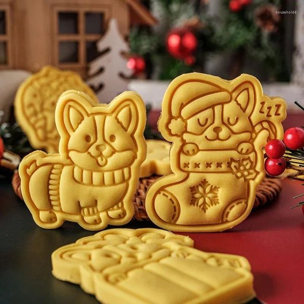 Strumenti di cottura Stampo per biscotti per cani di Natale Cartone animato Corgi Taglierina per biscotti Festività Torta fondente Decorazione Utensile da taglio Gadget da cucina