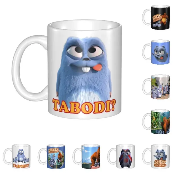 Tazze personalizzate Grizzy e i Lemmings Divertente Felice Affamato Delizioso Eccitato Cartone animato Tazze di caffè per tè al latte in ceramica fai-da-te