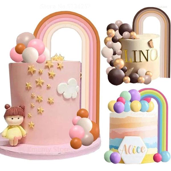 Ferramentas de bolo boho arco-íris topper boêmio inserção de cerâmica macia cupcake sobremesa chá de bebê aniversário decorações de festa de casamento suprimentos