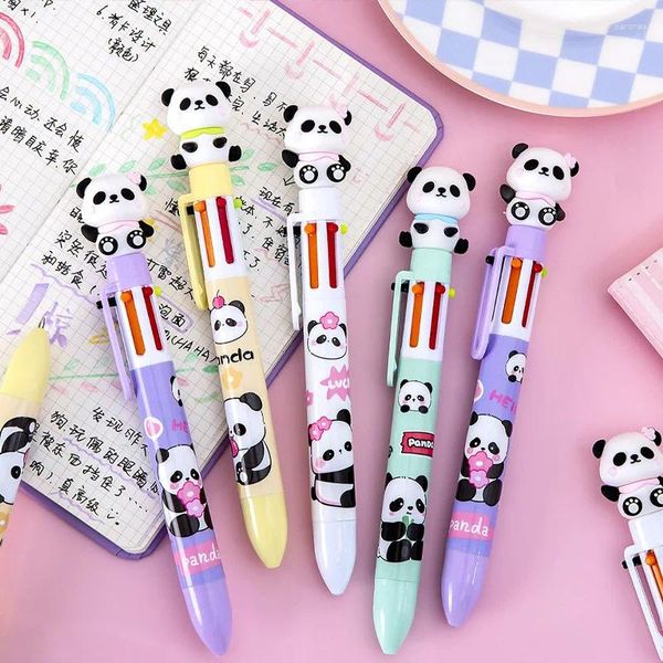 10 Pz/lotto Simpatico Cartone Animato Kawaii Panda 6 Colori Penna A Sfera Orso Multicolor Ufficio Penne per Scrittura Studente Scuola di Cancelleria