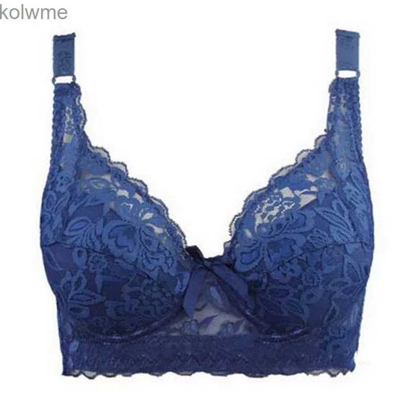 Reggiseni caldi Coppa piena Biancheria intima sottile Reggiseno piccolo Plus Size Senza fili regolabile in pizzo Reggiseno da donna Copri seno C D Coppa Reggiseni in pizzo di grandi dimensioni YQ240203