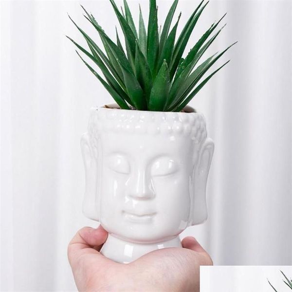 Vasi creativi Buddha vaso da fiori in ceramica modello in miniatura ornamento fioriera succulenta home office desktop soggiorno decorazione per interni242P Dhpkm