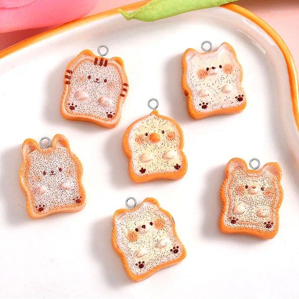Encantos 10 pçs kawaii animal pão sushi resina dos desenhos animados gato urso coala pingente para brinco chaveiro diy artesanato jóias fazer