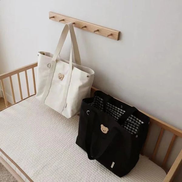 Geben Sie Schiff frei Nette Bären-Wickeltaschen für Baby-Mama-Beutel-Leinwand-Handtaschen-Baby-Artikel-Organisator-Windel-Caddy-Umstandstasche-Mutter-Kind-Mutter-Kind-240129