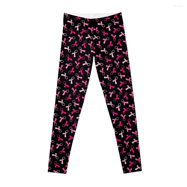 Calças ativas bonitas multi rosa câncer de mama fita padrão leggings calças de moletom de fitness feminino push up collants para mulheres