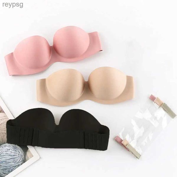 Sutiãs femininos sexy sem alças sutiã sólido invisível push up sutiãs roupa interior sem alças bralette lingerie íntima yq240203