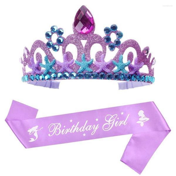 Partydekoration Meerjungfrau Geburtstag Schulter Schlag Krone Stirnband Seestern Prinzessin Ccean Thema Mädchen Ein 1. Haarschmuck