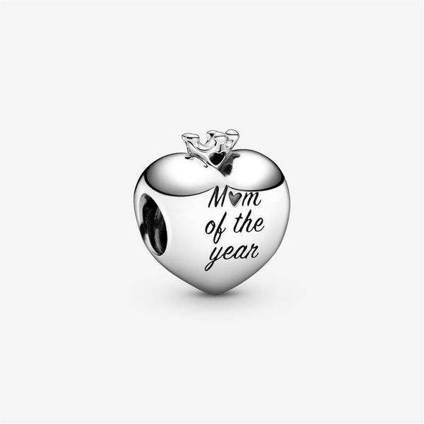 Nova chegada 100% 925 prata esterlina mãe do ano coração charme caber original europeu charme pulseira moda jóias acessórios279f