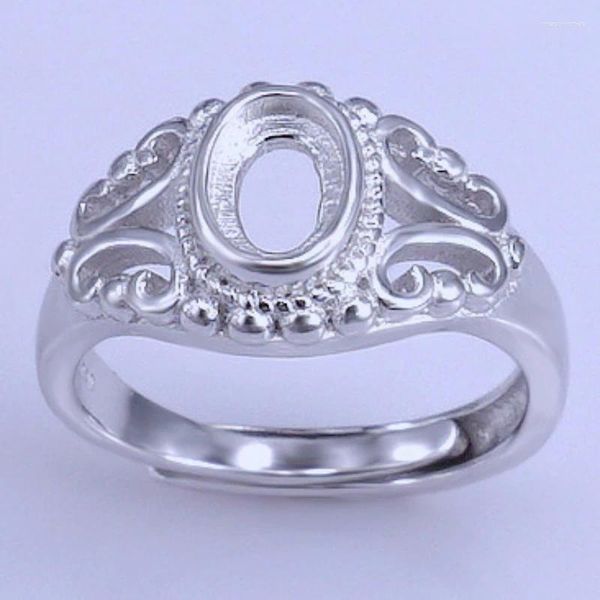 Anéis de cluster sólido 925 prata âmbar anel configuração jóias loja fornecedor 5mm 7mm gemstone em branco