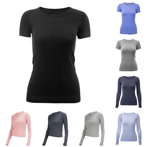 Hızlı Tech 1.0 T-Shirt Sıkı Sıkı Sıkı Üst Tee Kadın Yoga Düz Renk Uzun Kısa Kollu T-Shirt Fitness Eğitimi Güçlü Elastikiyet ve Nefes Verebilirlik T-Shirt