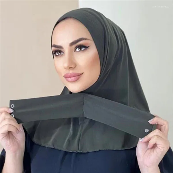 Roupas étnicas Senhoras Hijab com fivela prendedor respirável muçulmano lenço bonnet simples pescoço cabeça xales mulheres turbante chapéu islam sob