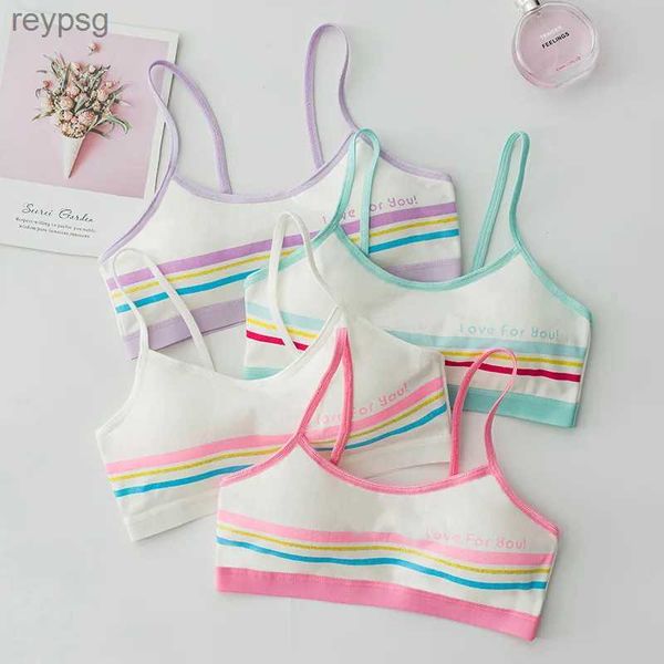 Reggiseni Reggiseni 3 pezzi Bambini Cura del seno Colore solido Ragazza Reggiseno Adolescente Giovane Intimo Bambini Ragazze Crop Gilet staccabile Pubertà Tube Top YQ240203