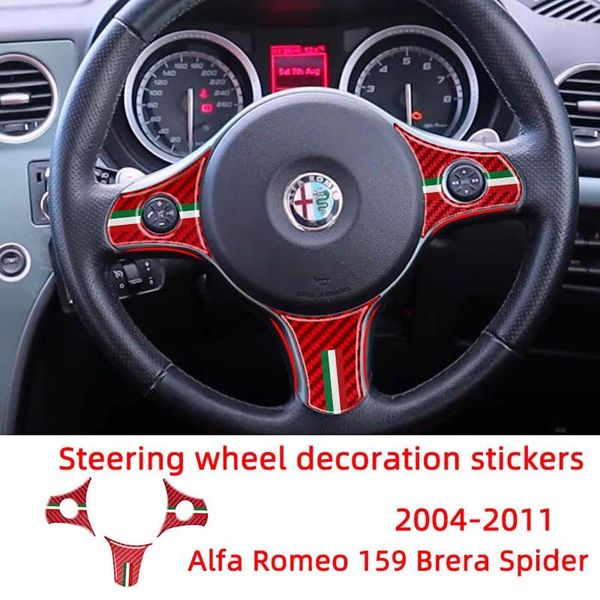 Acessórios interiores painel de volante decoração remendo fibra de carbono adesivos de carro para alfa romeo 2004-2011 brera 159 aranha
