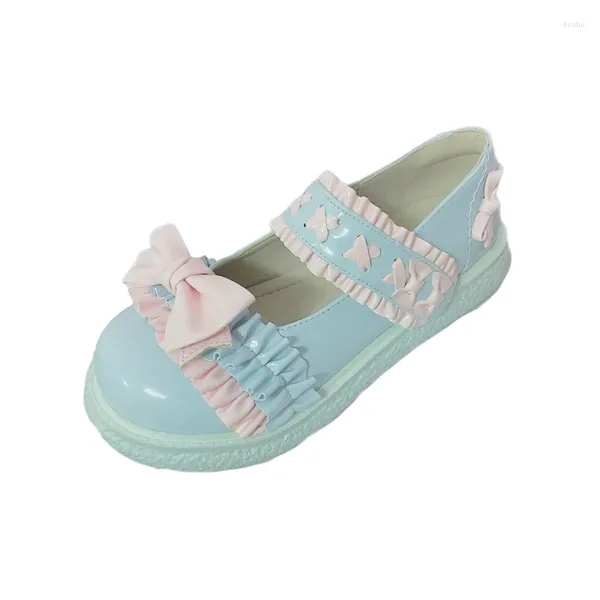 Scarpe eleganti Sweet Lolita Vintage Punta tonda Donna Studente universitario JK Uniforme Kawaii Loli Anime Fiocco carino