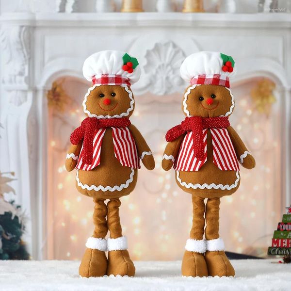 Party Dekoration Große Weihnachtspuppen Einziehbarer Lebkuchenmann Plüsch Elfenpuppe Ornamente Weihnachten Kind Geschenk Navidad Baum Dekor