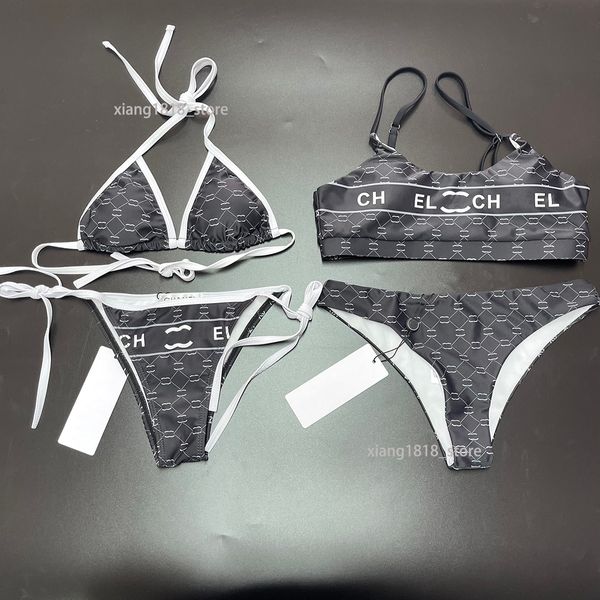 I bikini da donna di alta qualità del designer francese hanno impostato due pezzi sexy che stampano il bellissimo set di costumi da bagno con canale di lusso trasparente bikini PARIS