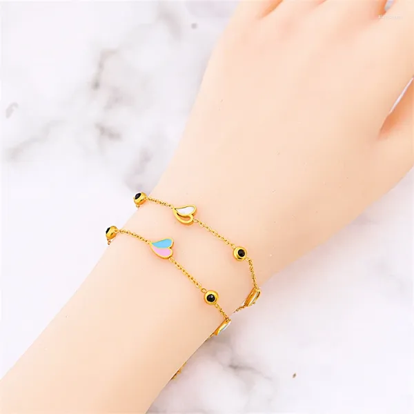 Link Armbänder 316L Edelstahl Mode Edlen Schmuck 5 Verschiedene Stil Zirkon Eingebettet Muschel Herz Augen Charm Kette Für Frauen