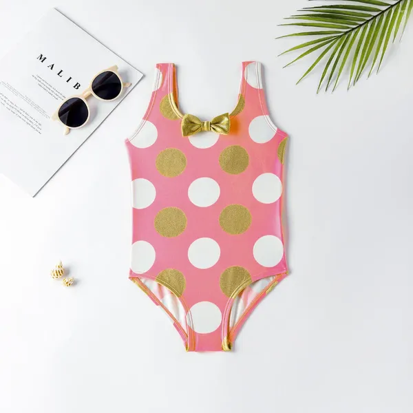 Damenbadebekleidung Schleife Deco Dot Mädchen Kinder Einteiliger Badeanzug 2024 Sommer Multi Style Kind Mädchen Kind Strand Baden Badeanzug Monokini