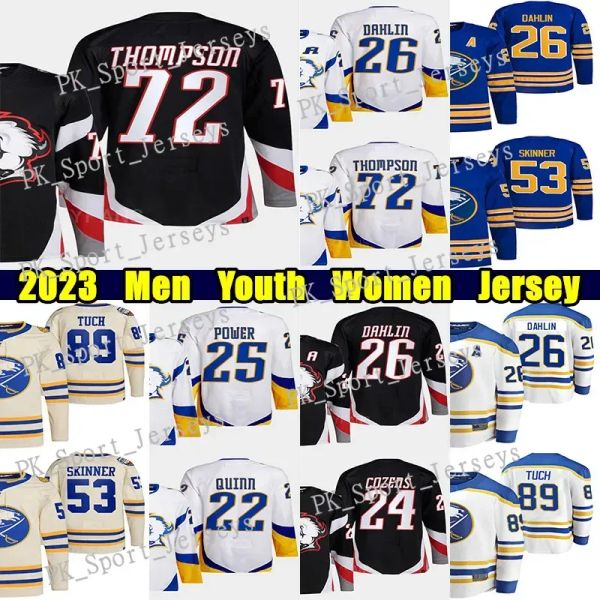 Custom Buffalo''sabre''72 Tage Thompson обратный ретро -хоккей -хоккей 26 Dahlin 24 Cozens 27 Девон Леви Оуэн Пауэр Джефф Скиннер Алекс Туч