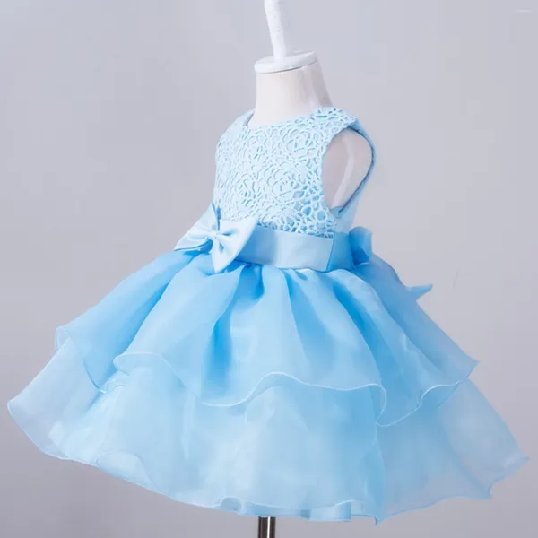 Bühnenkleidung Baby Mädchen Kleid Partykleider für Mädchen 1 Jahr Geburtstag Prinzessin Schleife Taufkleid Kleidung Weiß Taufe