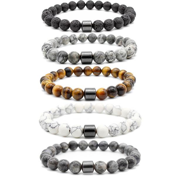 Heißer Verkauf Schwarz Stein Tigerauge Perlen Armband Stein Perlen Armbänder Magnetische Armband Großhandel
