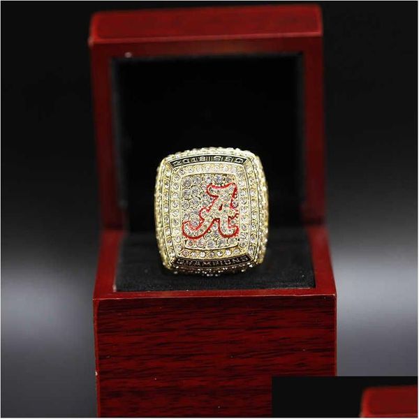 Anelli a grappolo Anello campione dell'Università dell'Alabama Ncaa Mtilayer Diamond Design Fans Anello gioielli con consegna a goccia Dhg2M